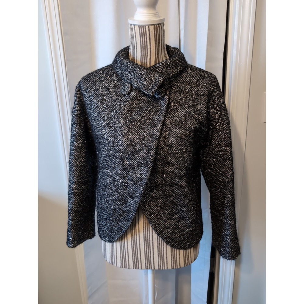 J. Crew Women's Black & White Tweed Wool Mohair Blend Classic Old Money...